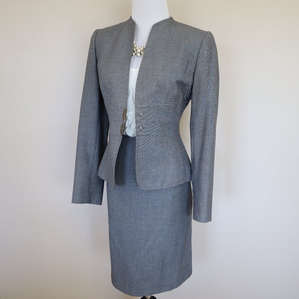 Tahari Gray Tailored Blazer with Notched Lapels